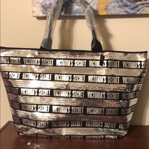 NWT Victorias Secret silver sequins large tote